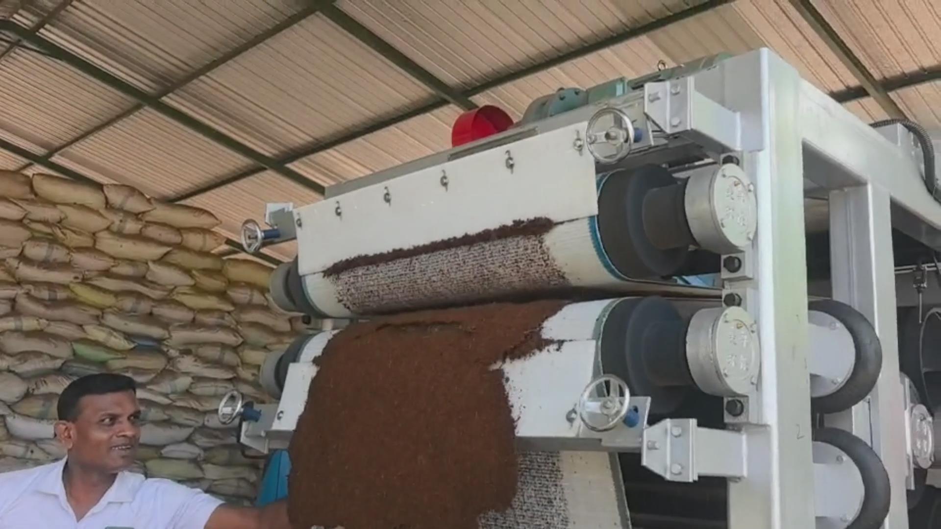 The coconut coir dehydrator is working.
